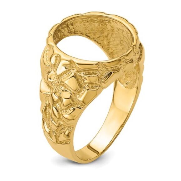 14k Gold Nugget Coin Bezel Ring (coin not included) - Picture 5 of 9